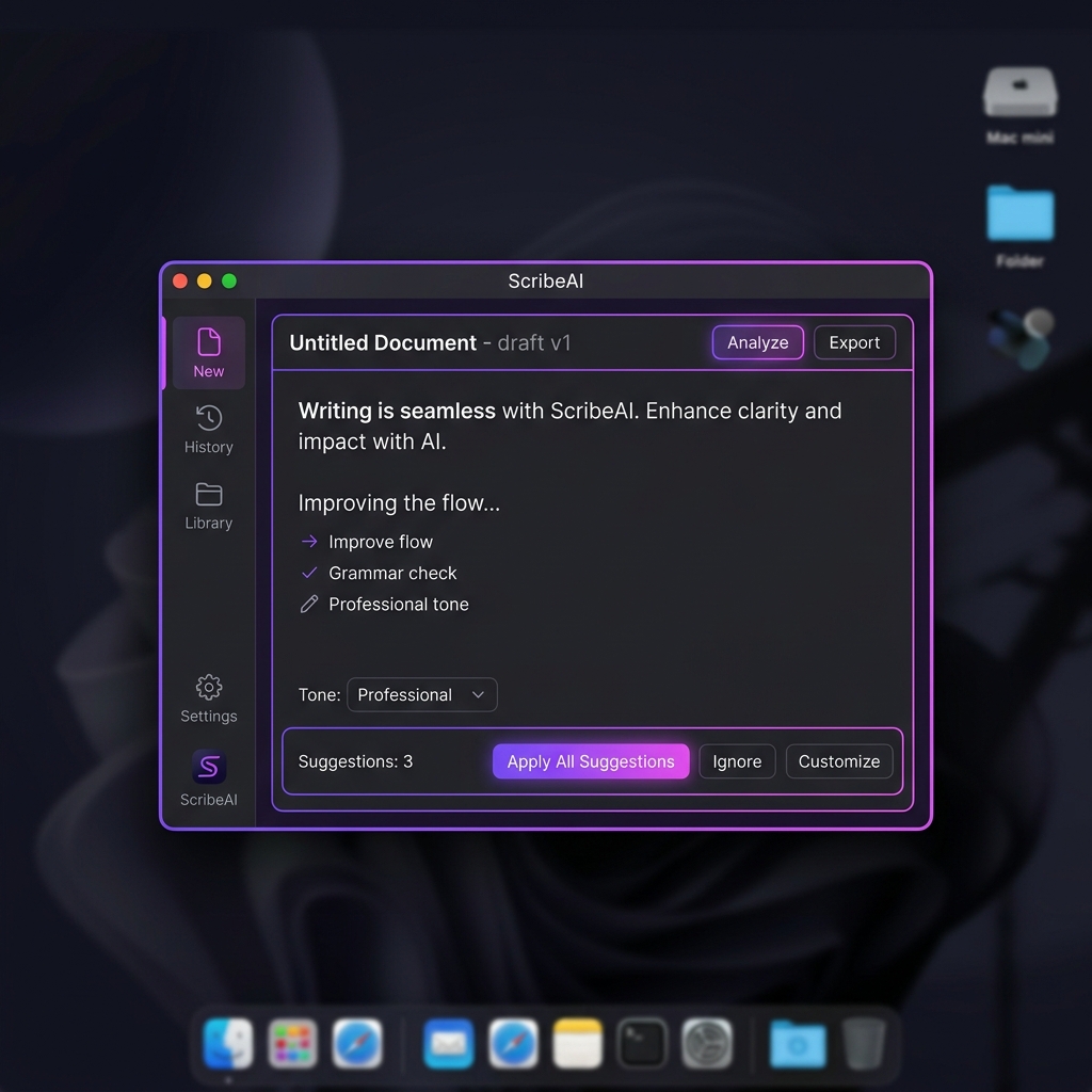 ScribeAI Desktop App Showcase on macOS