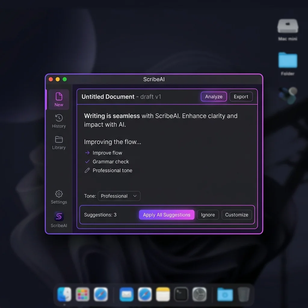 ScribeAI Desktop App Showcase on macOS